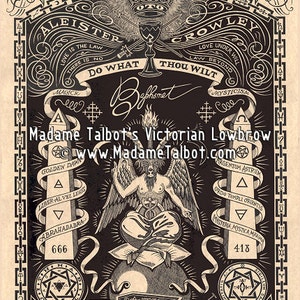 Madame Talbot&#39;s Aleister Crowley Baphomet Victorian Lowbrow Occult Magick OTO Poster