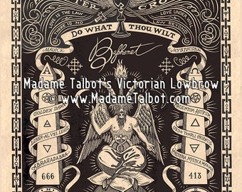 Madame Talbot's Aleister Crowley Baphomet Victorian Lowbrow Occult Magick OTO Poster