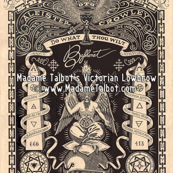 Madame Talbot's Aleister Crowley Baphomet Victorian Lowbrow Occult Magick OTO Poster