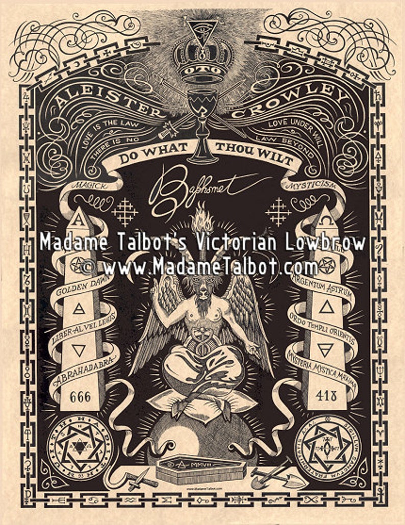 Madame Talbot's Aleister Crowley Baphomet Victorian Lowbrow Occult Magick OTO Poster image 1