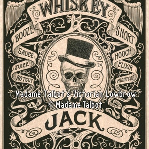 Whiskey Jack Booze Skull Bar Pub Victorian Lowbrow Poster