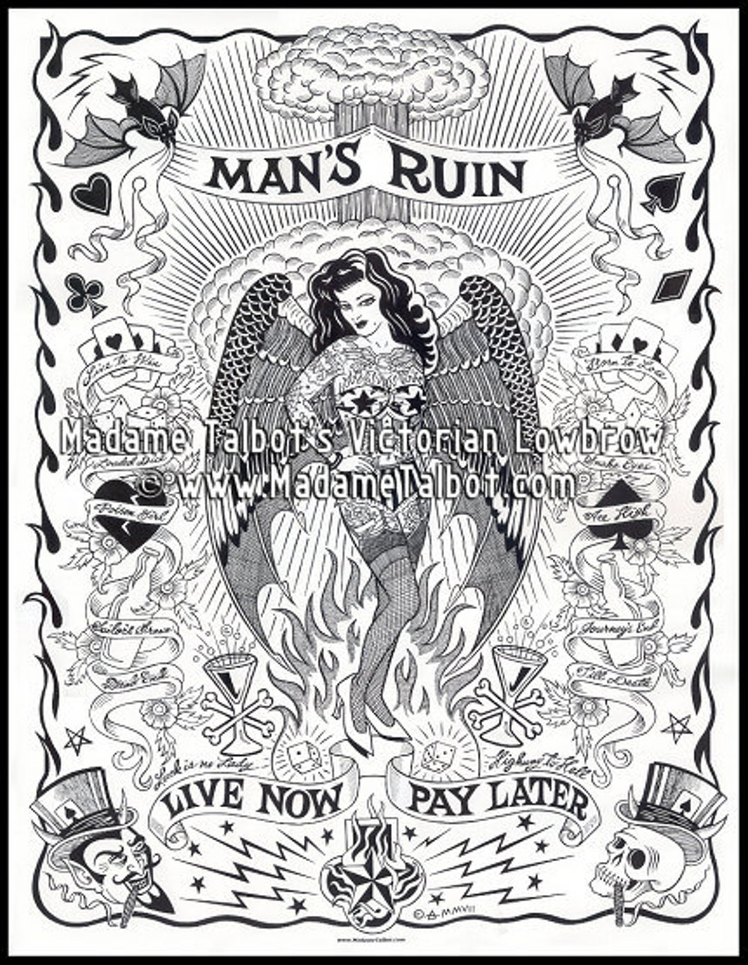 Madame Talbot's Man's Ruin Poster Hot Rod Tattoo Pin up Lowbrow - Etsy