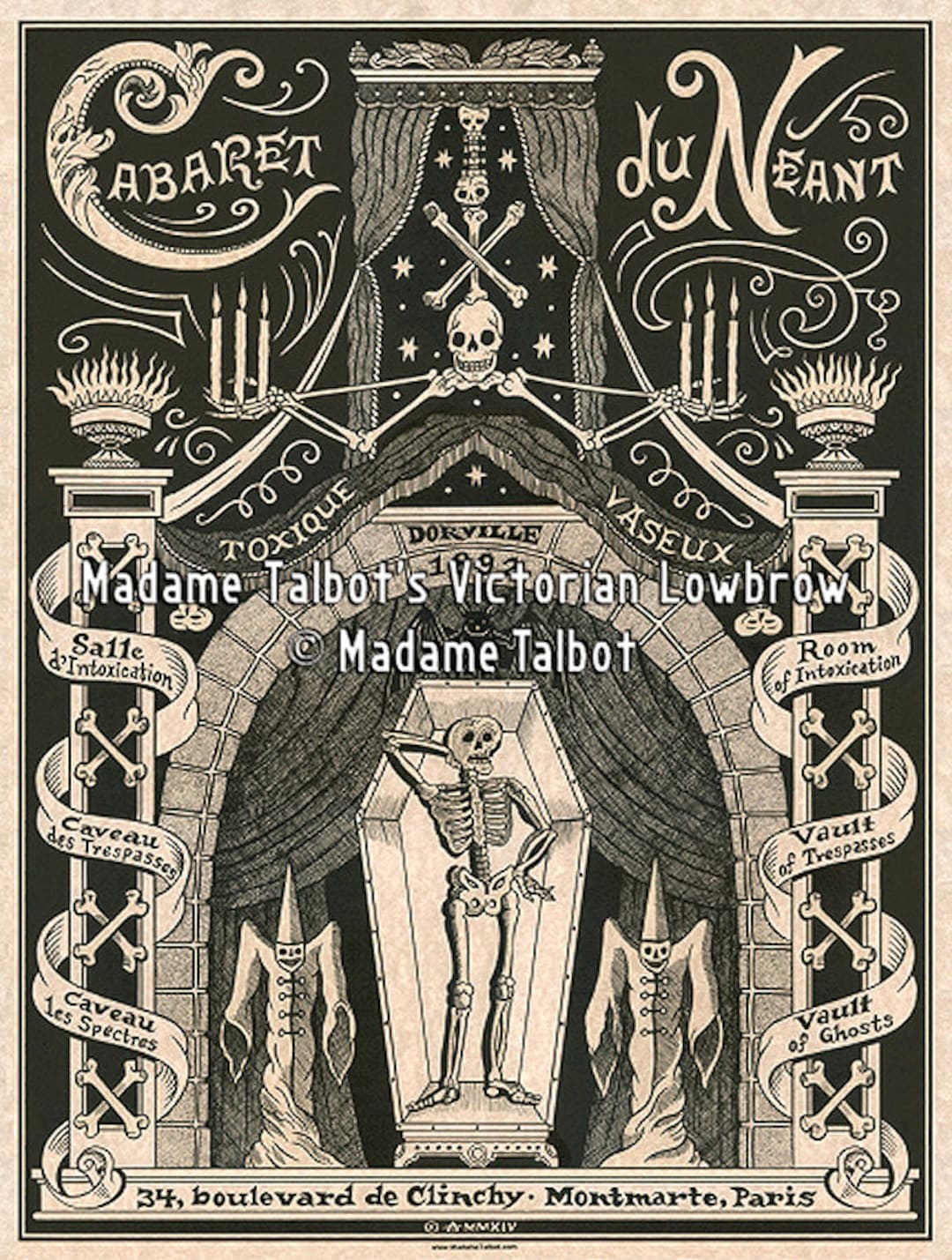 Paris Cabaret Du Néant Glow in the Dark Poster (cabaret of Death