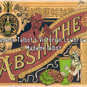 Madame Talbot&#39;s Victorian Lowbrow Absinthe Devil Skeleton Poster