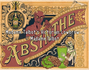 Madame Talbot's Victorian Lowbrow Absinthe Devil Skeleton Poster