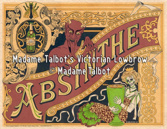 Madame Talbot's Victorian Lowbrow Absinthe Devil Skeleton Poster