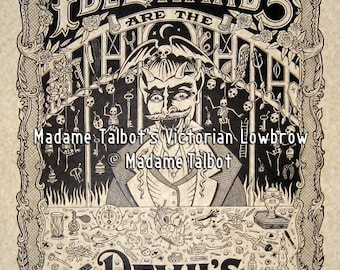 Idle Hands and the Devil&#39;s Workshop Playthings Parchment Print Poster Victorian Lowbrow