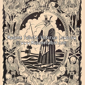 Black Death Plague Doctor Medieval Skeleton Poster Madame Talbot&#39;s Victorian Lowbrow