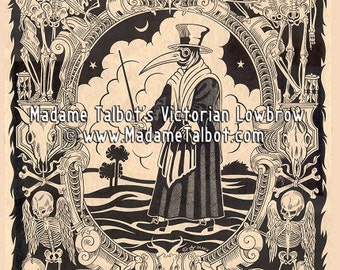 Black Death Plague Doctor Medieval Skeleton Poster Madame Talbot's Victorian Lowbrow