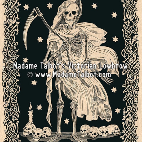 The Grim Reaper Funeral Death Mourning Victorian Lowbrow Skeleton Poster