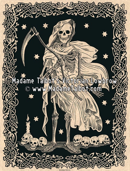 The Grim Reaper Funeral Death Mourning Victorian Lowbrow Skeleton