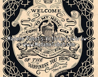 Count Dracula's Vampire Greeting Gothic Lowbrow Victorian Castle Poster