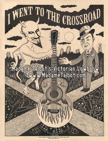 Crossroads Blues Juke Joint Folk Art Poster 
