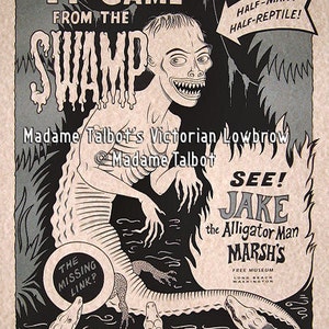 Jake de Alligator Man Marsh's Dime Museum Victoriaanse Lowbrow Poster Long Beach WA