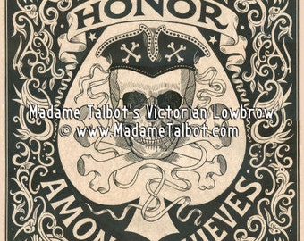 Madame Talbot's Victorian Lowbrow Honor Among Thieves Skull Poster