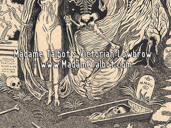 Danse Macabre Dancing in the Graveyard Victorian Lowbrow Skeleton
