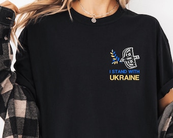 Comfort Colors® I stand with Ukraine Tシャツ、Slava Ukraini Tシャツ、Slava Ukraine Tシャツ、Glory to Ukraine シャツ、Support and Aid Ukraine Tシャツ