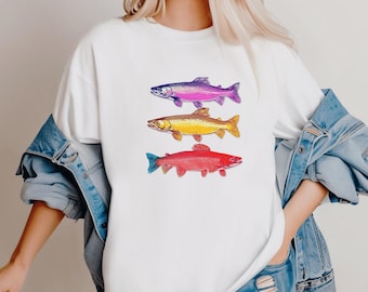 Comfort Colors Rainbow Trout T-shirt: Vintage Boho Unisex Tee