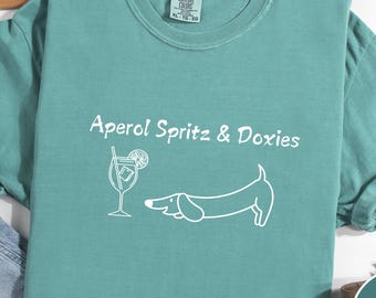 Comfort Colors Aperol Spritz & Dachshund T-Shirt: Doxie Mom Tee