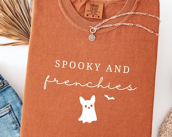Maglietta di Halloween con bulldog francese spettrale: Comfort Colors Frenchie Mama Tee