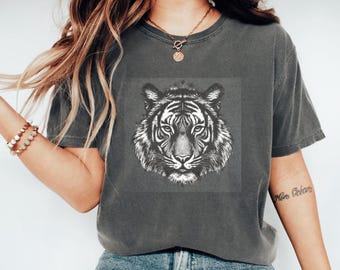 Comfort Colors Tiger T-shirt: Vintage 90s Style, Retro Graphic Tee
