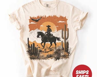 Comfort Colors Western Cowboy T-Shirt: 90s Grunge Rodeo Graphic Tee