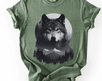 Vintage Wolf Comfort Colors® T-shirt of sweater, jaren 90 retro Wolf graphic T-shirt, T-shirt Wolf Lover Nostalgia, Mountain Nature oversized top