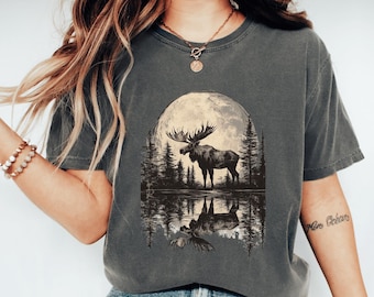 Maglietta grafica vintage con alce: Comfort Colors Retro Tee