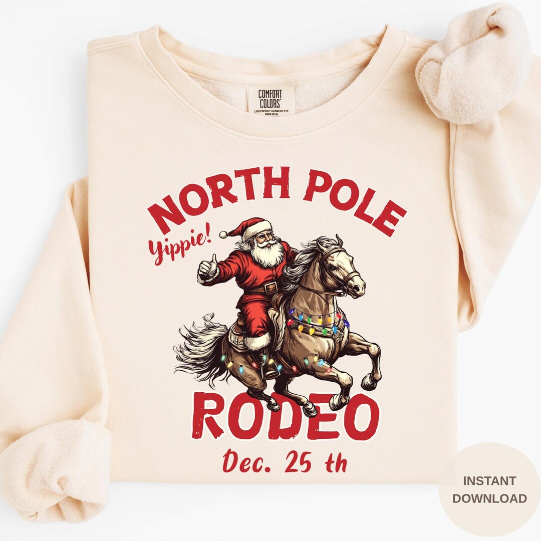 Cowboy Santa Rodeo Christmas PNG, Western Santa Claus Riding Reindeer ...