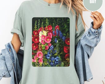 Comfort Colors Wildflower T-Shirt: Mallow Floral, Boho Cottagecore