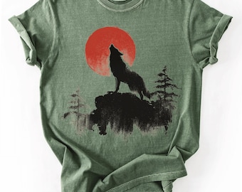 Vintage Wolf Comfort Colors® T-Shirt oder Sweatshirt, 90er Retro Wolf Grafik T-Shirt, Wolf Liebhaber Nostalgie T-Shirt, Berg Natur Oversized Top