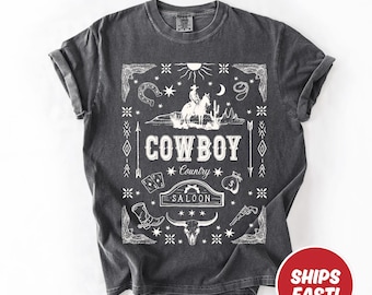 Comfort Colors Western Cowboy T-Shirt: 90s Grunge Rodeo Graphic Tee