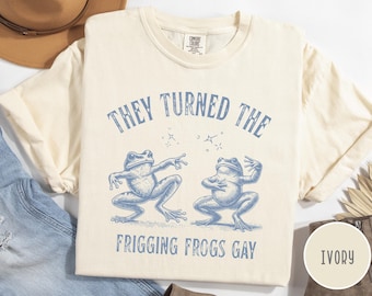 Lustiges Pride Frosch T-Shirt - Comfort Farben LGBTQ Tee