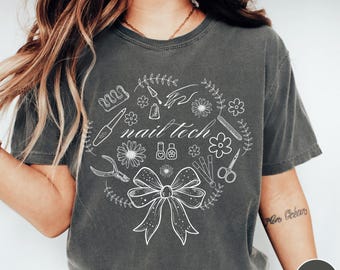 Coquette Nail Tech Comfort Colors Shirt, Manicurist Gift