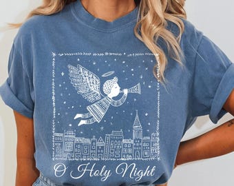 Camiseta de la Natividad de la Nochebuena: Camiseta cristiana navideña con colores reconfortantes