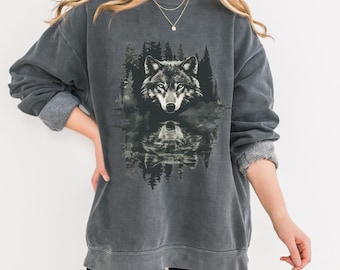 Comfort Colors Wolf Grafik Sweatshirt: Vintage 90er Jahre Retro Style
