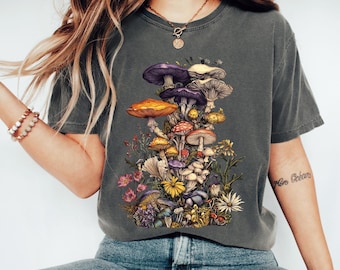 Comfort Colors Mushroom Graphic Tee: Vintage Botanical Shirt