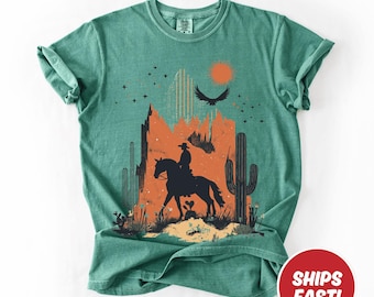 Comfort Colors Western Cowboy T-Shirt: 90s Grunge Rodeo Graphic Tee