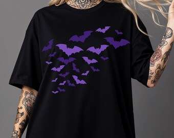 Camiseta de murciélago de Halloween de Comfort Colors: Camiseta de temporada espeluznante