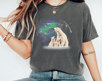 Comfort Colors Polar Bear Graphic Tee: Retro Alaska Nature Shirt