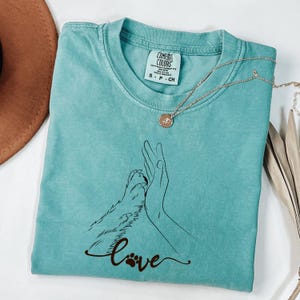 Comfort Colors® Human Hand and Paw T-Shirt, Dog Paw Animal Lover Shirt Gift For Dog Lover, Pet Lover Owner Gifts, High Five Shirt, Dog Shirt