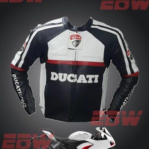 Handmade Ducati Biker Jacket: Cowhide Leather, CE Armor