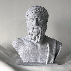 Generico Alabaster Büste Aristoteles – Handgefertigt In Italien, 16 Cm, Aus Marmorstaub & Harz, Mit Alabaster-Sockel, Sammlerstück