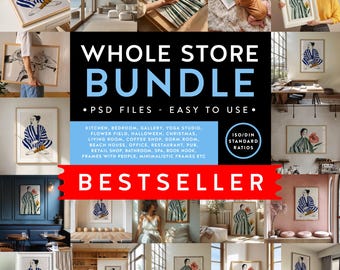 Whole Shop Frame Mockups, Mega bundle, ISO / DIN A Ratio, PSD Photoshop file, Wood Picture Frames, Boho Style, Interior, Template, People
