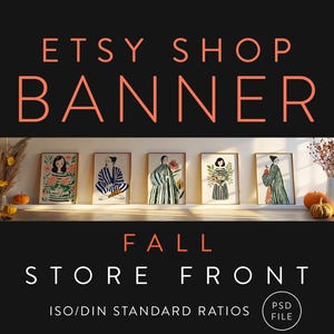 Rahmen Mockup Banner, Etsy Shops, Verkäufer von Postern und Drucken, Front Store, ISO/DIN A Ratio, PSD Photoshop, Halloween Herbst Saison