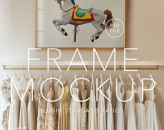 Picture Frame Mockup, Boutique, Fashion, Retail Shop, ISO / DIN A Ratio, PSD Photoshop file, Boho Wood Interior Frame, Horizontal Landscape