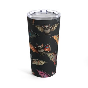 Vaso de Halloween, vaso de 20 oz, vaso de otoño, murciélagos de Halloween, vaso de murciélagos, vaso abstracto, tazas únicas, regalos únicos, decoración de Halloween