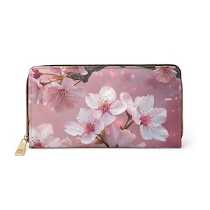Japanese cherry blossom wallet, pretty wallet, gifts for her, rose gold wallet, dusty pink wallet, cherry blossom finds, aesthetic Wallet