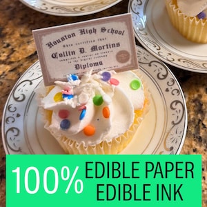 Edible Graduation Diploma Cupcake Toppers (12–100 pcs), Mini Pre-Cut Sugar Paper Diplomas