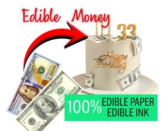 Edible 100 Dollar Bill Cake Toppers | Pre-Cut Sugar Paper Money Sheets | Set of 5